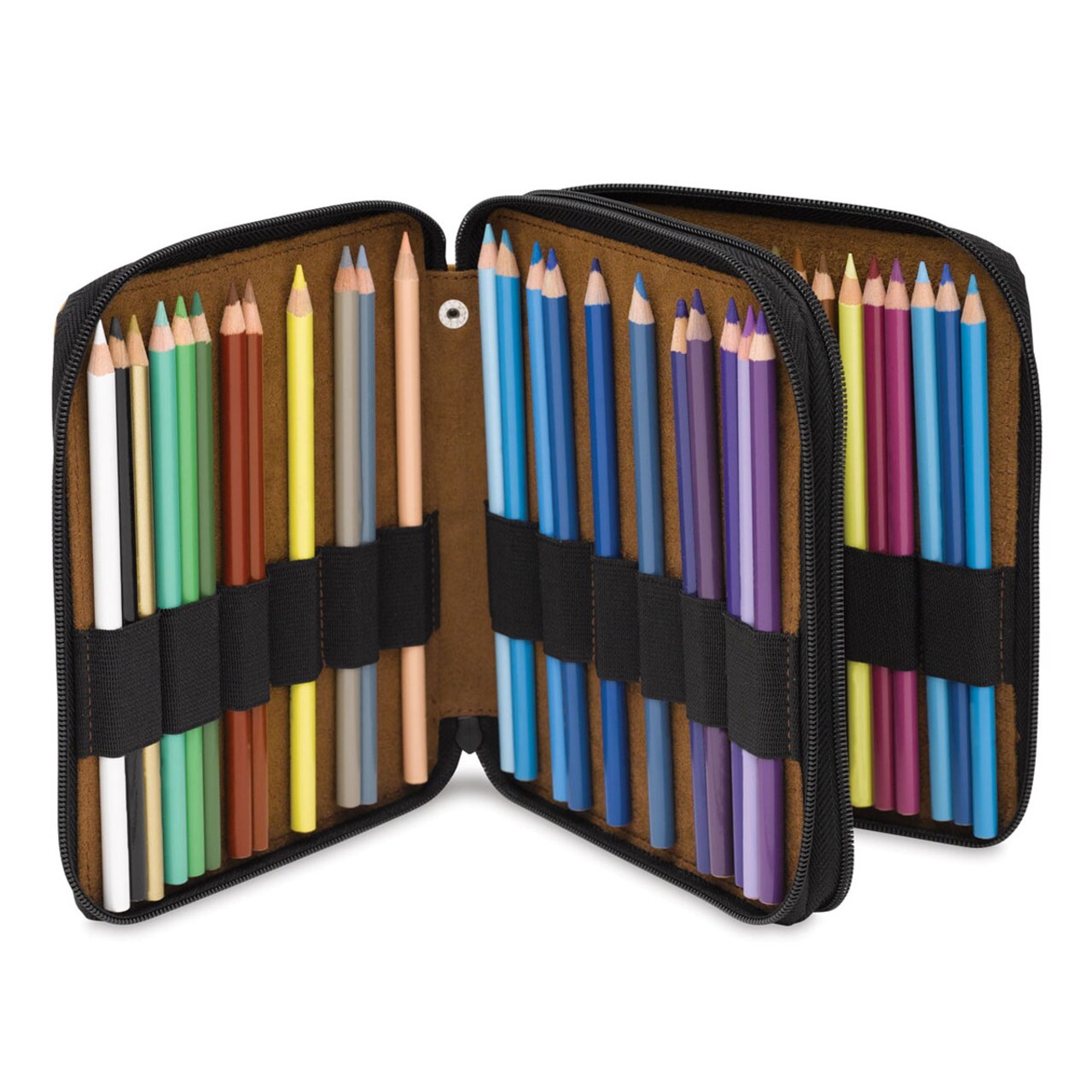 Speedball Classic Leather Pencil Case - Saddle Brown, for 72 Pencils